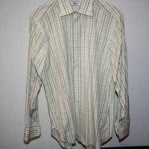 Brioni checkered long sleeve button up SZ L